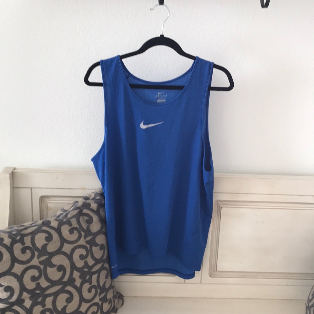 Nike Men's Royal Blue Tank Top with White Swoosh